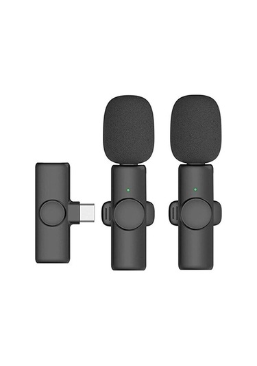 Kablosuz Yaka Mikrofonu Typ-c 2 Li Mini Mikrofon