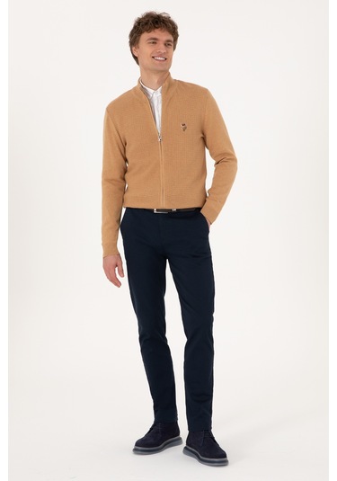 U.s. Polo Assn. Erkek Camel Melanj Hırka Triko 50288871-vr122 Camel Melanj