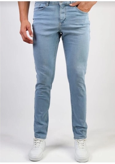 Slim Fit Likralı Erkek Kot Pantolon 30 Buz Mavi