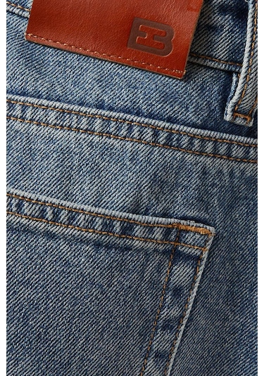 Eb Denim Enzo Cropped Barrel Jean - - Rahat Mid - Rise Ve Geniş Paça Tasarımı Mavi