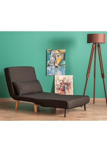 Folde 80 Tekli Yataklı Katlanır Koltuk Keten Koyu Gri Koyu Gri