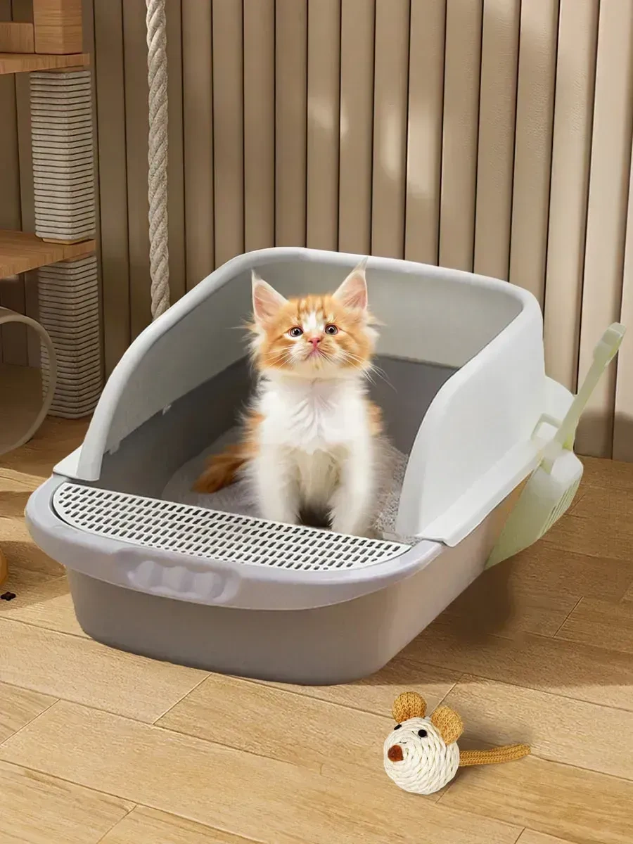 Hausland Kediler İçin Büyük, Yüksek Kenarlı Ve Spatula İle Birlikte Gelen Tuvalet Kabı 171730199