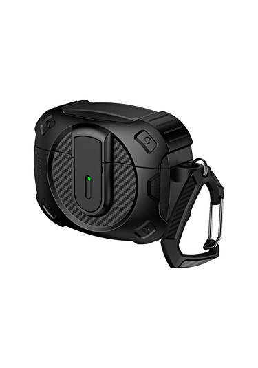 Airpods Uyumlu Pro Lock Darbeye Dayanıklı Bluetooth Kulaklık Koruyucu Kılıf İçin Siyah