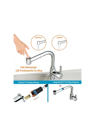 Adell Kelvin 15731121 T Spiralli Mutfak Bataryası Krom