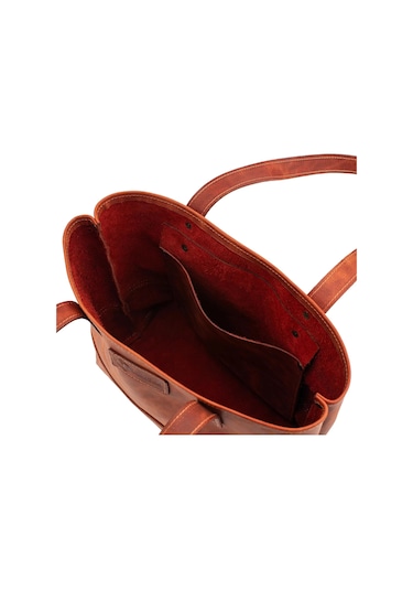 Twingold İsme Özel Tote Bag El Omuz Çantası - %100 Rainbow Deri - Ac03003 - Tobacco Tobacco