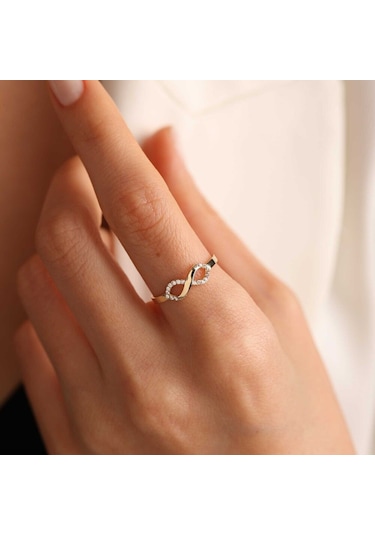 Sonsuzluk Altın Yüzük T12550 Renkli