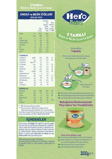 Hero Baby 5 Tahıllı Sütsüz Kaşık Mama 200g