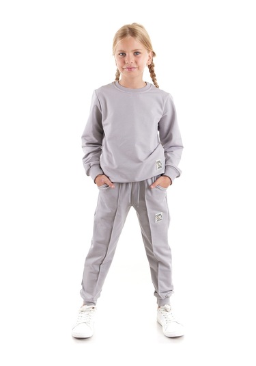 Ahengim Kız Çocuk Back To School Pamuklu Trend Eşofman Takımı Ak2529 Gri