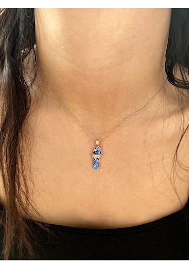 Nazar Boncuklu Gold Açık Terlik Kolye Rose - Gold -  Gümüş