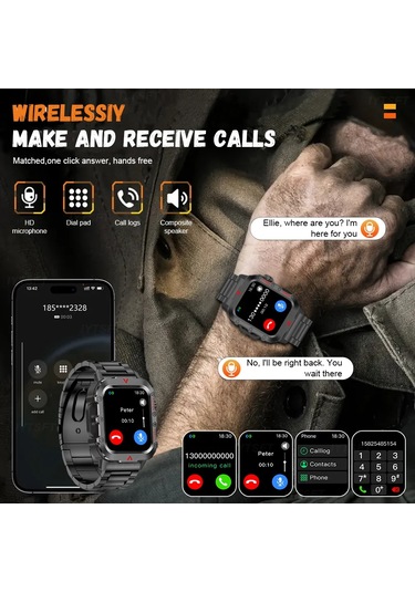 Myinkai 2025 Yeni Spor Akıllı Saat (İthalatçı Garantili) Bluetooth Konuşma Led El Siyah