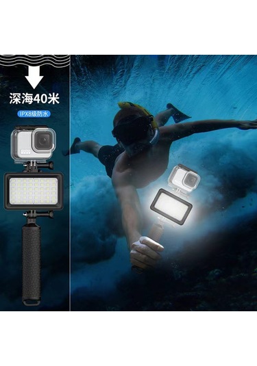 Monyee 5w Su Altı Led Işık Kiti - 40m Su Geçirmez, 7 Işık Efekti, 2000mah Pil, 3 Renk Filtreli, Kamera Kılıfı Dahil Siyah