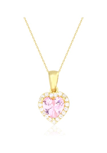 925 Ayar Gümüş Pembe Swarovski Kalp Kolye
