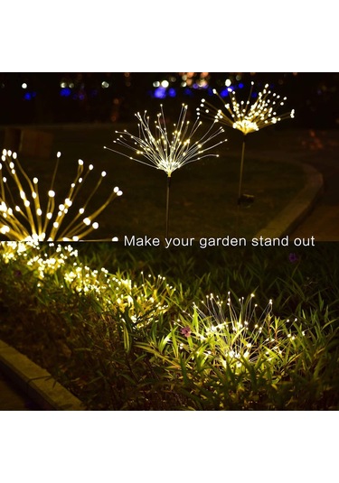 Yunboo Güneş Enerjili Bahçe Işıkları Dış Mekan Sıcak Beyaz 3'lü Otomatik Açık-kapalı Sulama Dayanıklı 120 Led Işıltı Süsü