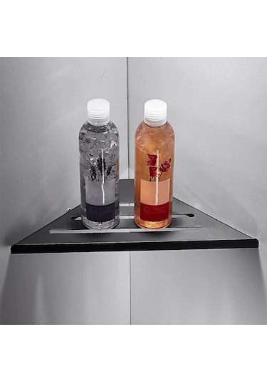 Siyah Banyo Rafı Köşe Duş Rafı Sondaj Yok 304 Paslanmaz Çelik Köşe Organizatör Depolama Ağır Hizmet Tipi Içi Boş Şampuan Rafı Siyah