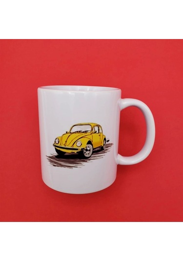 Sarı Vosvos Tasarım Kupa Bardak Çok Renkli