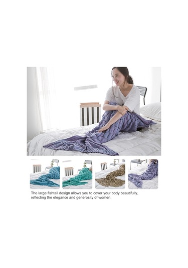 Sones Denizkızı Kuyruğu Örgü Battaniye Balık Kuyruğu Battaniye, Boyut: 195x90cm Gri