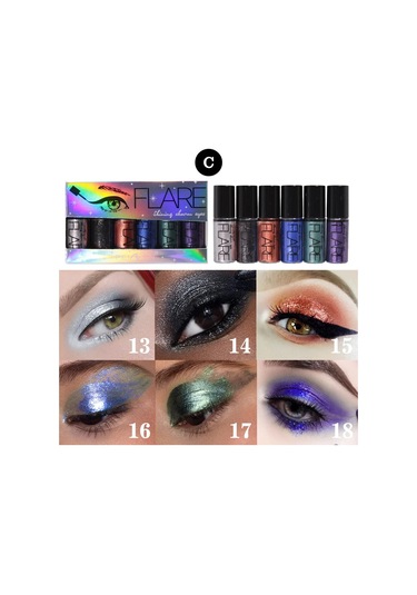 6 Adet Flaş Likit Eyeliner Kalem Dayanıklı Parlak Su Geçirmez Renkli Likit Pp5004z-c Dark Topaz