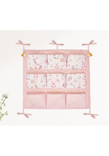 Baby 9 Cepli Bağlamalı Beşik Kenarı Düzenleyici Pembe