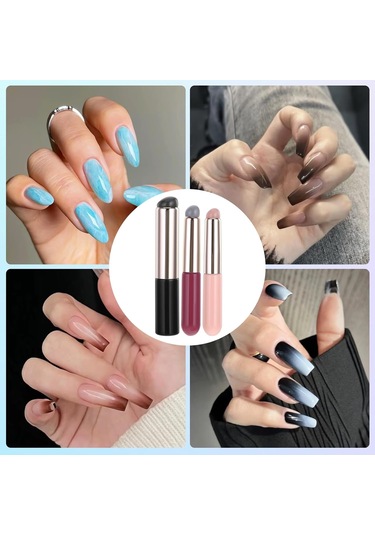 Adet Silikon Tırnak Fırçası, Ombre Tırnak Fırçası, Noktalı Degrade Kalem Fırçası, Allık Tırnak Boyama Aracı, Manikür İçin Tırnak Sanatı Fırçaları, Kendin Yap Fransız Tırnak Ucu