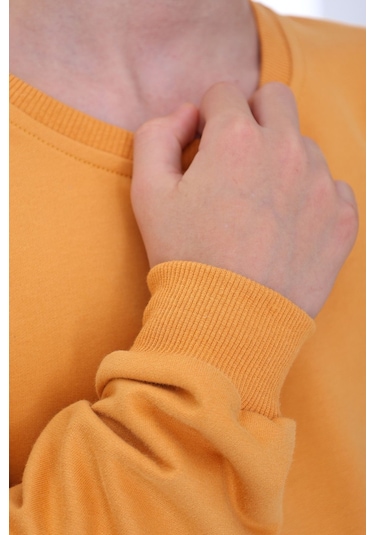 Zuzunga Oversize Unisex Basic Düz Turuncu Renk %100 Pamuk Sweatshirt 2-11 Yaş Turuncu