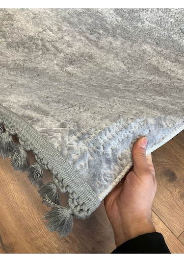 Saraz Halı Puffy Kabartma Desenli Yıkanabilir Kaymaz Taban Salon Halısı Mutfak Koridor Halısı S52