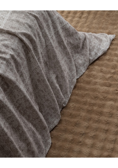 Petrus Tek Kişilik %100 Pamuk Madame Coco Crep Baskılı Nevresim Takımı - Bej 8684427178775 Ekru