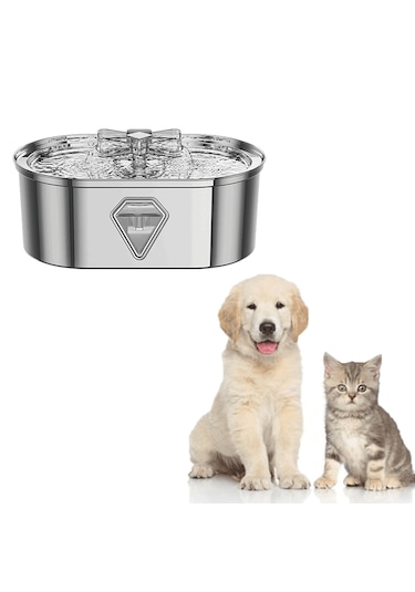 Ecronicword Kedi İçme Çeşmesi Paslanmaz Çelik Köpekler 3500 ML