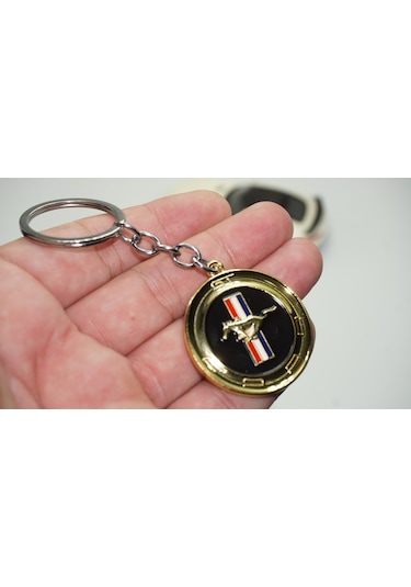 Dk Mustang Gt Logo Gold Metal Çift Yön Anahtarlık