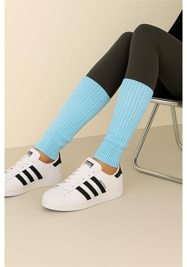 2 Adet Basic Kalın Pamuk Karışımlı Tozluk Turkuaz