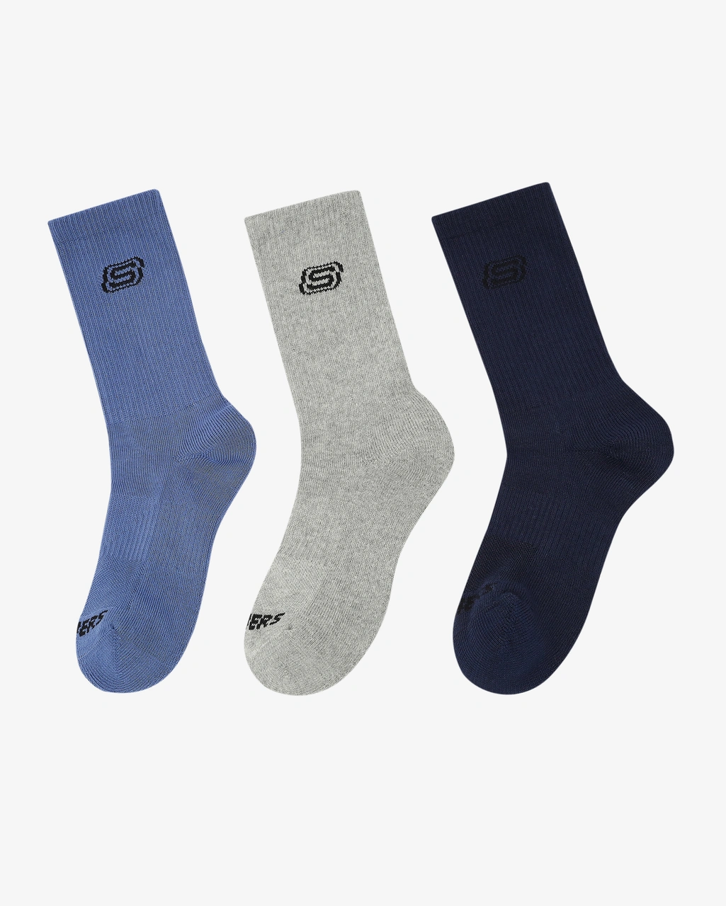 Skechers 3'lü Unisex Yarım Taban Destekli Ribanalı Crew Çorap Unisex Lacivert Çorap S117453-460 Lacivert