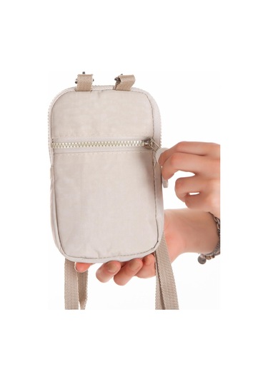 Newish Polo Suya Dayanıklı Krinkıl Kumaş Bej Kadın Çapraz Omuz Ve Bel Çantası - Kadın Bej