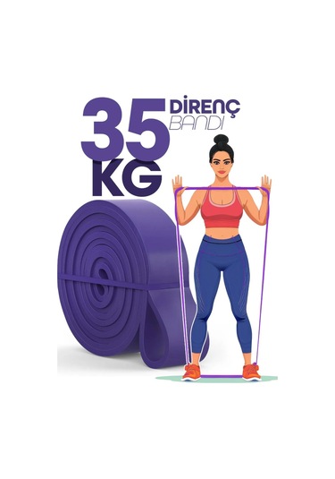 35 Kg Mor Barfiks Direnç Lastiği Extra Sert Gym Pilates Fitness Kas Geliştirme Bandı Mor