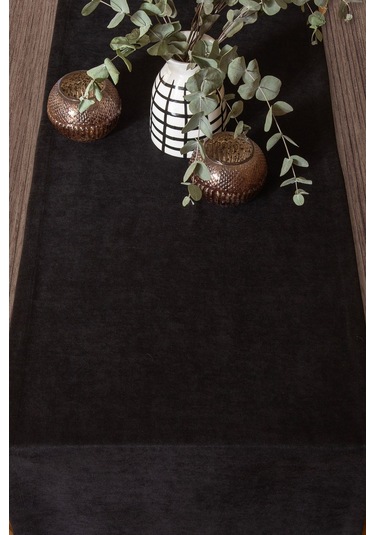 Kadife Dokulu Siyah Modern Runner En: 40 Boy: 140 Siyah