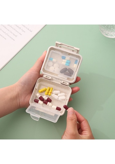 Sones Js0018 Buğday Taşınabilir Mühürlü Hap Kutusu 6 Bölmeli Hap Sağlık Bakım Kutusu Pembe