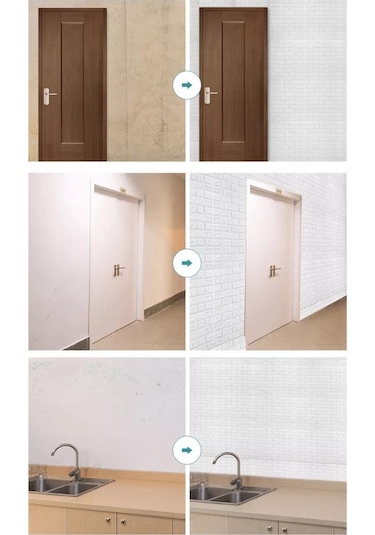 10 Adet 50x50 Cm Silinebilir Kendinden Yapışkanlı Duvar Kağıdı Esnek Köpük Panel 3d Tuğla Desen