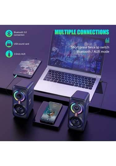 Tenfowee Onıkuma L6 Taşınabilir Bluetooth Ve Kablolu Rgb Masaüstü Subwoofer Hoparlör Seti, Oyun Ve Ev Kullanımı İçin