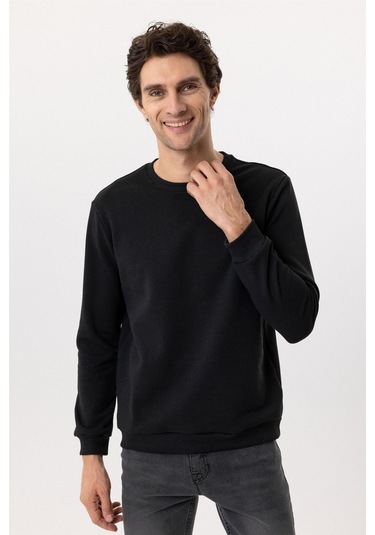 Süvari Oversize Kalıp O Yaka 3 İplik Yumuşak Dokulu Sweat Siyah