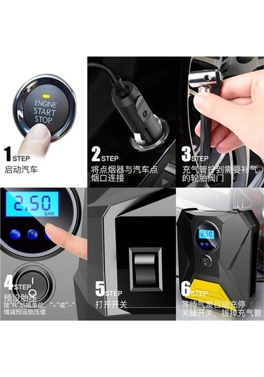 Xianwen Jialan Dijital Araba Şişme Pompa Elektrikli Lastik Hava