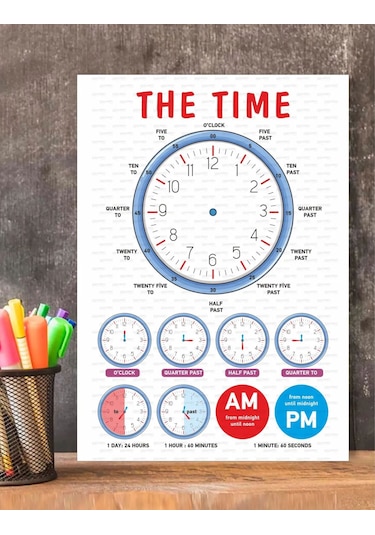 The Time-saat Kaç İngilizce Çocuk Eğitim Tekli Pvc 21x30 Cm