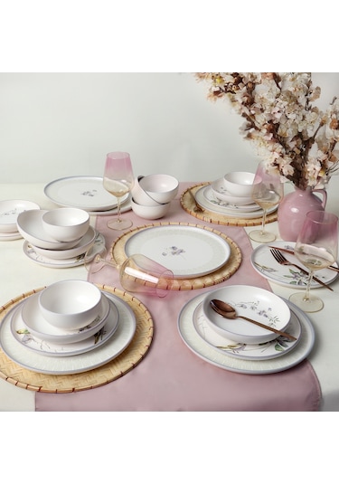 Keramika Purple Bloom Nordıc Yemek Takımı 24 Parça 6 Kişilik 22431-32 Çok Renkli