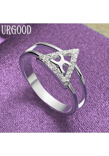 925 Ayar Gümüş Üçgen Yüzük Hediye Moda Takı