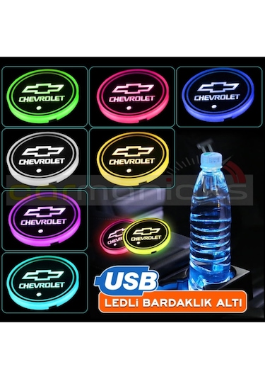 Chevrolet Araçlar Ile Uyumlu Ledli Bardaklık Altı Usb Şarjlı 2 Adet