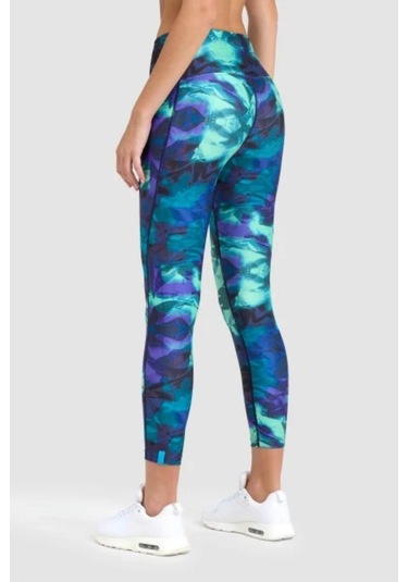 Arena Yeşil Desenli Destekleyici Yüksek Bel Kadın Tayt 005720660 Yeşil Desenli