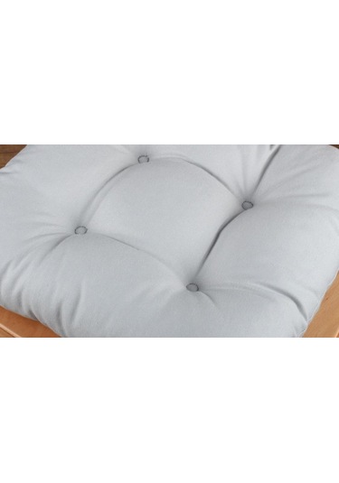 Altınpamuk Altınpamuk 4'Lü Lüx Pofidik Gri Sandalye Minderi Özel Dikişli Bağ