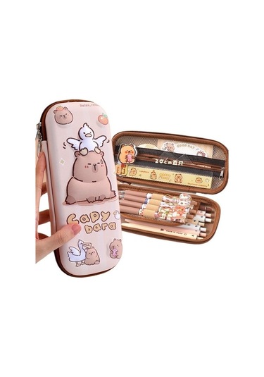 Romeo Mora Kapibala 3d Üç Boyutlu Kırtasiye Kutusu Su Geçirmez Öğrenci Kapibara Kalem Kutusu Büyük Kapasiteli Çok Fonksiyonlu Dekompresyon Kalem Çantası Rqa59m Bej Kahverengi