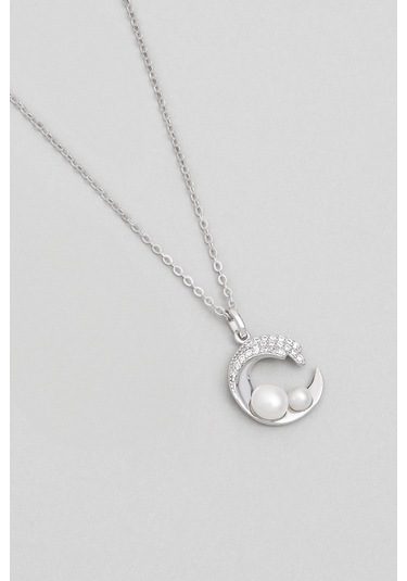 So Chic Minimal İnci 18 Ayar Beyaz Altın Kaplama Gümüş Seti Beyaz