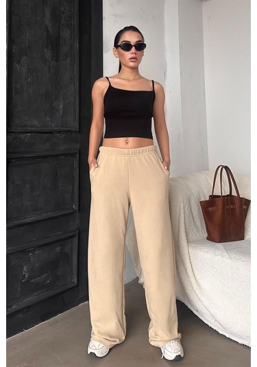 Madmext Bej Bol Paça Kadın Eşofman Altı Mg2279 Bej