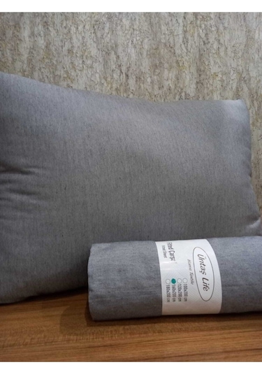 Üntaş Tek Kişilik Lastikli Çarşaf +1 Adet Yastık Kılıfı Düz Gri