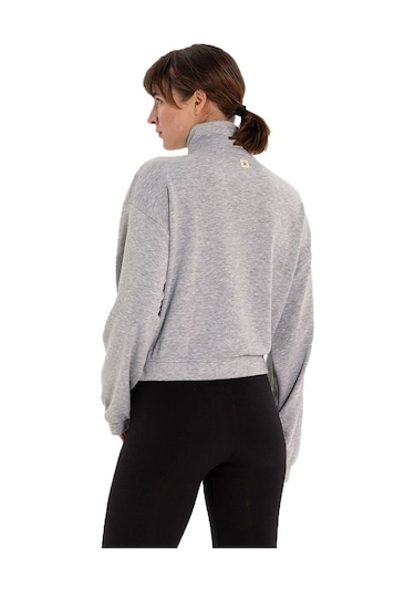 Inguz Dik Yaka Fermuarlı Sweatshirt Gri