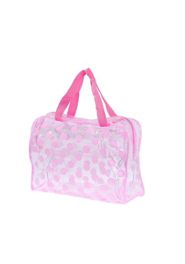 Hangfox Seyahat İçin Şeffaf Pvc Su Geçirmez, Toz Koruyucu Kozmetik Ve Tuvalet Malzemeleri Taşıma Çantası Pembe